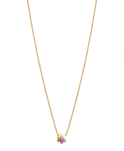 Adornia Sherbert Enamel Trio Ring Pendant Necklace In Pink