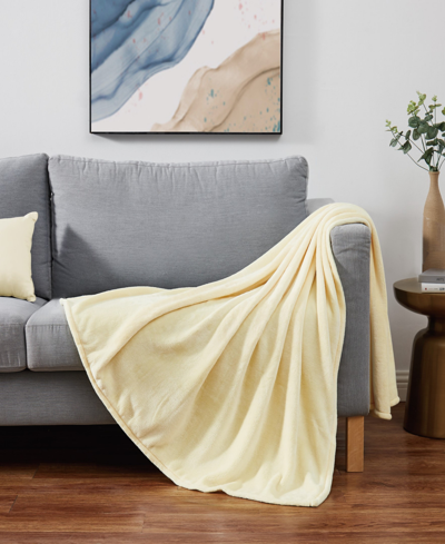 Cannon Solid Plush Oversized Throw, 60" X 80" In Yellow