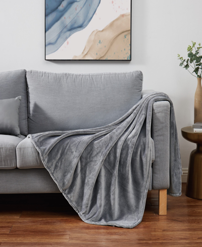 Cannon Solid Plush Oversized Throw, 60" X 80" In Gray