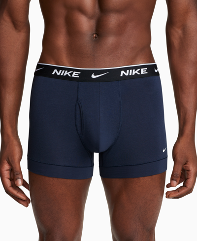 Nike Dri-fit Essential Assorted 3-pack Stretch Cotton Boxer Briefs In Navy