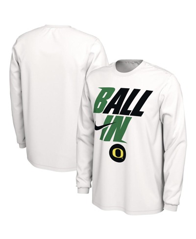 Nike Men's  White Oregon Ducks Ball In Bench Long Sleeve T-shirt