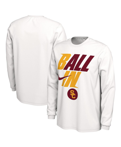 Nike Men's  White Usc Trojans Ball In Bench Long Sleeve T-shirt