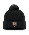 Fanatics Men's Black Vegas Golden Knights Core Primary Logo Cuffed Knit Hat With Pom In Black