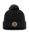 Fanatics Men's Black Boston Bruins Core Primary Logo Cuffed Knit Hat With Pom In Black