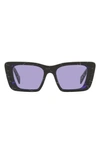 Prada Marble-effect Rectangle Frame Sunglasses In Marble Black