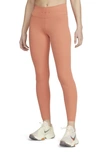 Nike One Luxe Dri-fit Rib Leggings In Madder Root