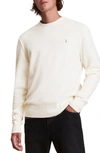 Allsaints Statten Crewneck Logo Sweater In Cloudy Taupe