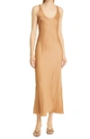 Lagence L'agence Akiya Satin Tank Maxi Dress In Dark Camel