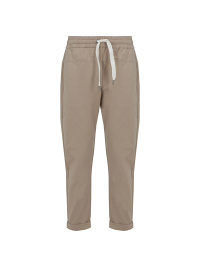Brunello Cucinelli Drawstring Tapered Pants In Brown