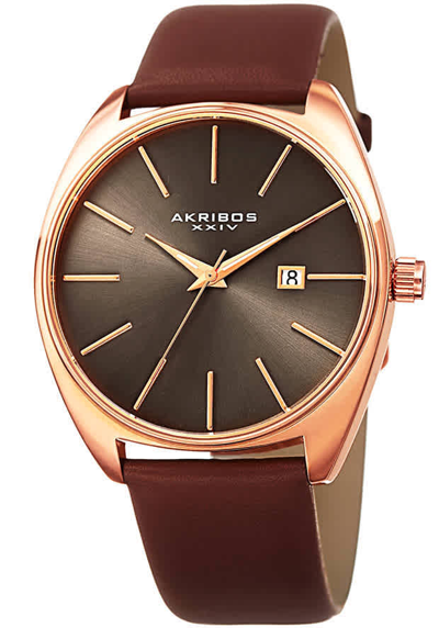 Akribos Xxiv Element Quartz Grey Dial Mens Watch P50167 In Brown,gold Tone,grey,pink,rose Gold Tone