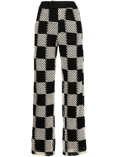 De La Vali Rico Crochet Trousers - Checkerboard In Mehrfarbig