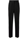 Msgm High-waisted Crepe Straight-leg Trousers With Belt Loops In Schwarz