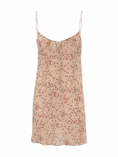 ワンピース Saint Laurent Powder pink crepe mini dress Saint Laurent Floral-print Silk-crepe De Chine Mini Dress In