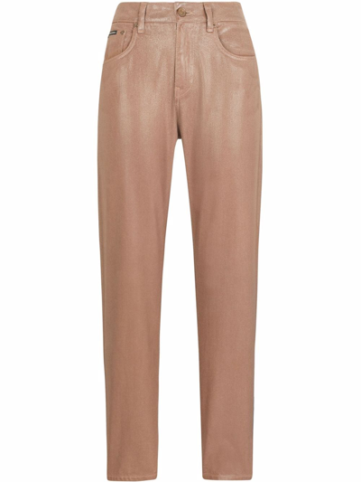 Dolce & Gabbana Metallic Cropped Leg Jeans In Neutrals