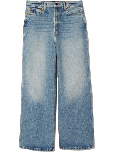Khaite Jordan Splatter-print Flared Jeans In Blue