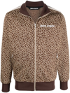 Palm Angels Leopard Tech Jersey Track Jacket In Neutrals