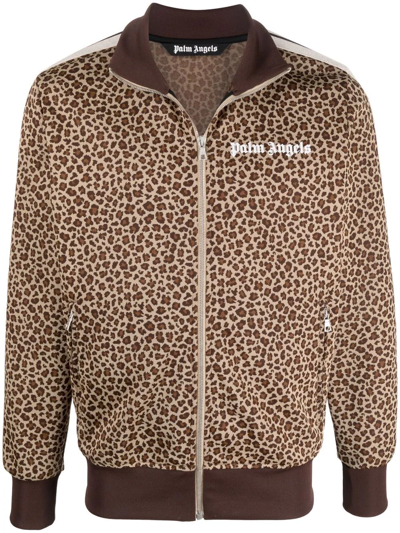 Palm Angels Leopard Tech Jersey Track Jacket In Multicolor