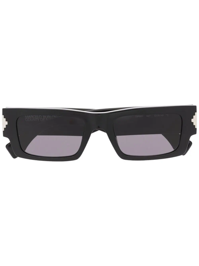 Marcelo Burlon County Of Milan Alerce Rectangle-frame Sunglasses In Black Dark Grey