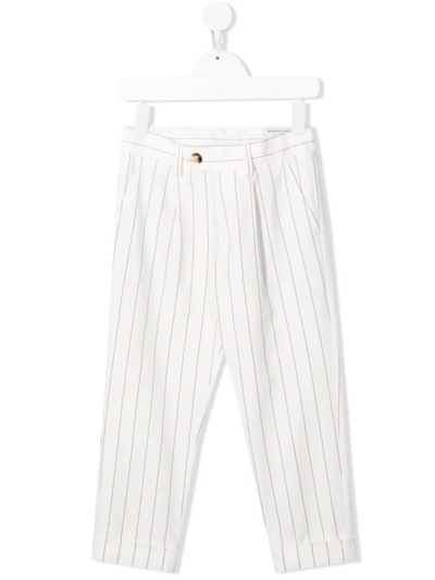 Brunello Cucinelli Kids' Stripe-print Tailored Trousers In White