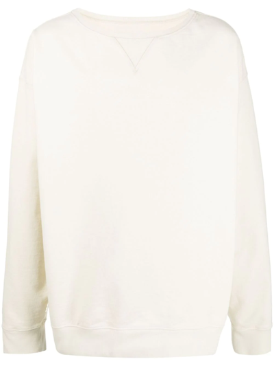 Maison Margiela Logo Embroidered Cotton Sweatshirt In White