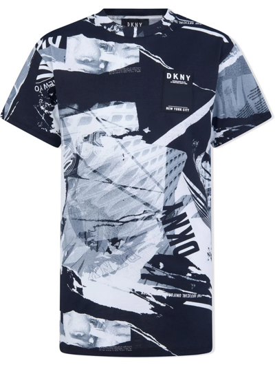 Dkny Kids' Graphic-print Cotton T-shirt In Black