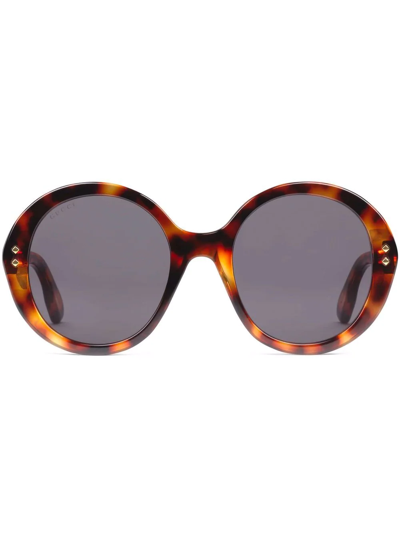 Gucci Tortoiseshell Round Frame Sunglasses In Brown