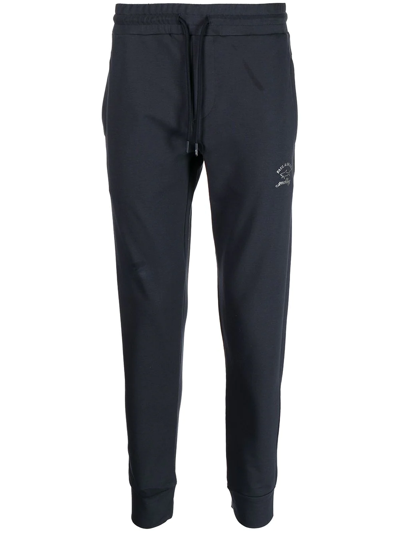 Paul & Shark Logo-print Tapered Track Trousers In Blue