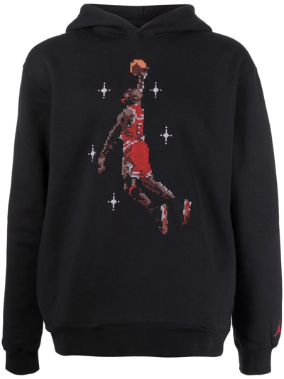 Nike Jordan Men's Essentials Holiday Graphic Print Pullover Hoodie In Black