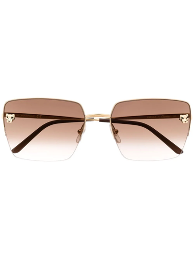 Cartier Panthère Square-frame Sunglasses In Gold