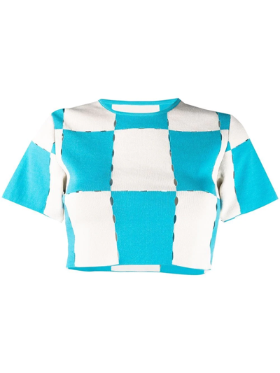 Jacquemus Patchwork Cropped Top In Blue