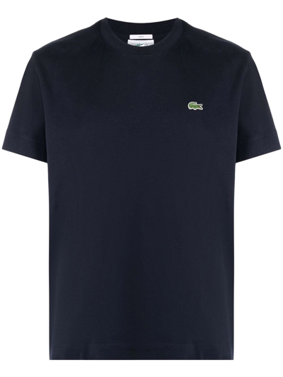 Lacoste Logo-embroidered Crew-neck T-shirt In Navy