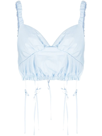 Act N°1 Ruched Crop Top In Blue