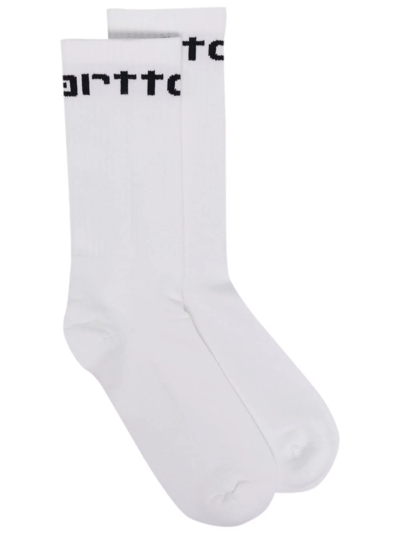 Carhartt Logo-intarsia Socks In White