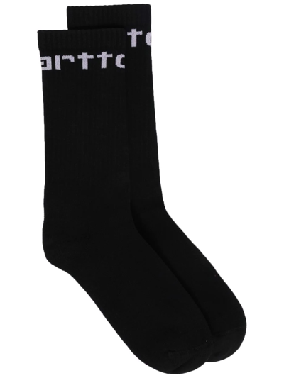 Carhartt Logo-intarsia Socks In Black