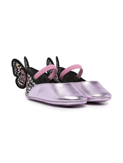 Sophia Webster Mini Chiara Metallic Ballerina Shoes In Purple