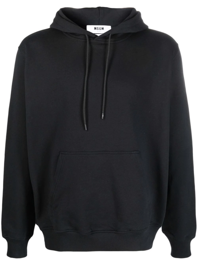 Msgm Logo-print Long-sleeve Hoodie In Black