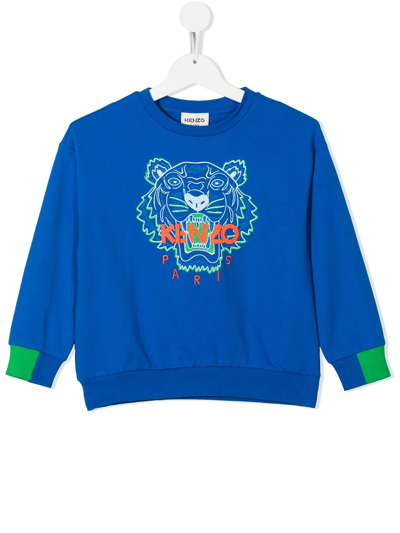 Kenzo Kids' Tiger-motif Sweatshirt In Blue
