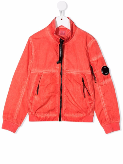 C.p. Company Teen Lens-detail Zip-up Lightweight Jacket In Rot