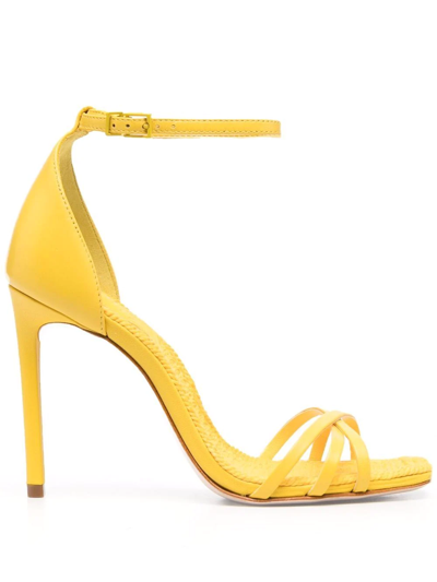 Schutz Square-toe Heeled Sandals In Yellow