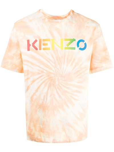 Kenzo Tie Dye-print Short-sleeved T-shirt In Orange