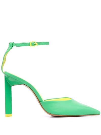 Schutz Pointed Leather Pumps In Green