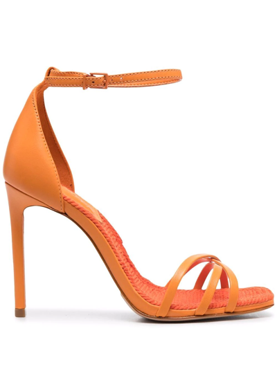 Schutz Crossover-strap Leather Sandals In Orange