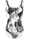 TORY BURCH ABSTRACT-PRINT LOW-BACK ONE-PIECE