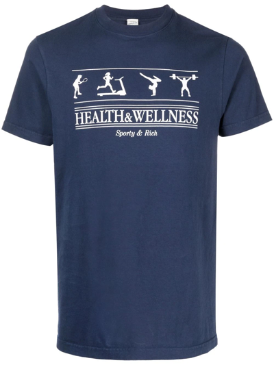 Sporty And Rich Health And Wellness Cotton T-shirt In Navy