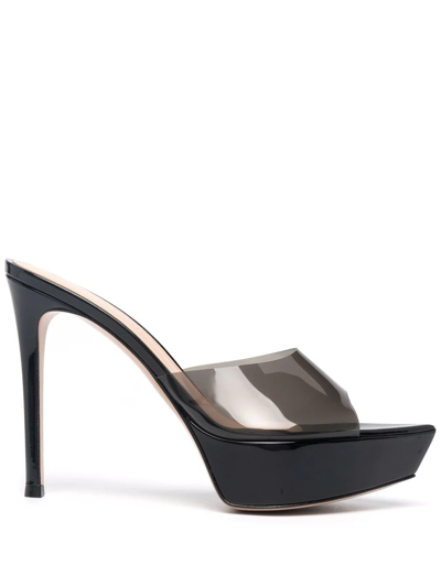 Gianvito Rossi Open-toe Transparent-strap Mules In Brown