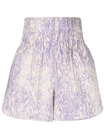 Remain Janice Pleated High-waisted Shorts In Purple