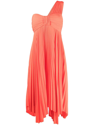 A.l.c One-shoulder Plisse Dress In Pink