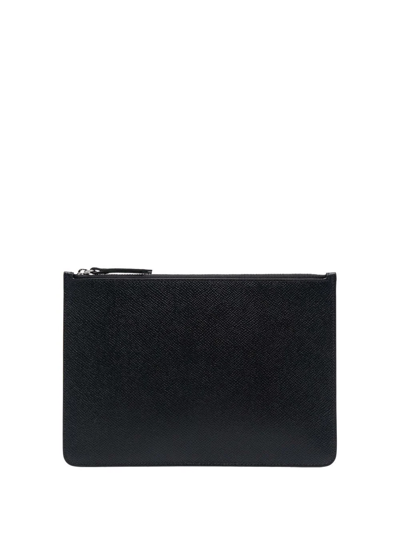 Maison Margiela Black Four-stitch Leather Clutch Bag