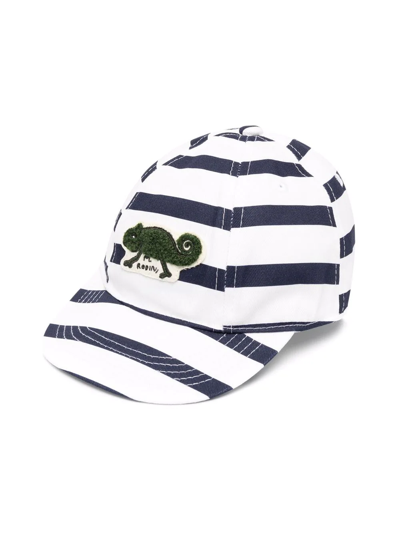 Mini Rodini Kids' Lizard Patch Striped Baseball Cap Off-white