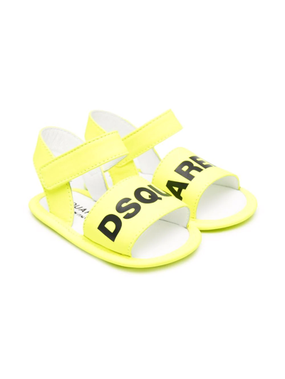 Dsquared2 Babies' Logo印花露趾凉鞋 In Yellow